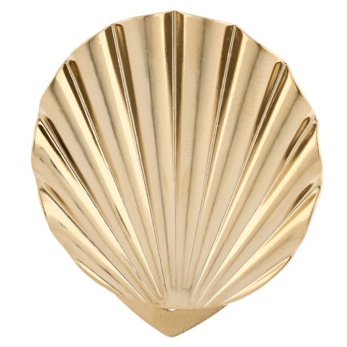 Fermaglio per foulard a forma di conchiglia 38x34 mm con effetto plissettato - Dorato con oro fino x1