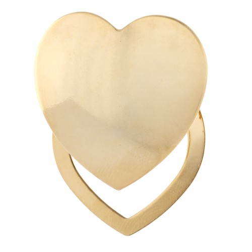Fermaglio per foulard a forma di cuore bombato 30 mm - Dorato con oro fino x1