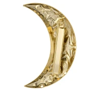Spilla a forma di mezzaluna 45,5x26,5 mm con motivo astrale - con 3 fori - Dorata con oro fino x1