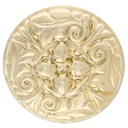 Spilla rotonda da 34 mm con motivo vintage - con 3 fori - Dorata con oro fino x1