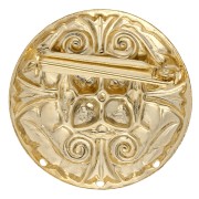 Spilla rotonda da 34 mm con motivo vintage - con 3 fori - Dorata con oro fino x1