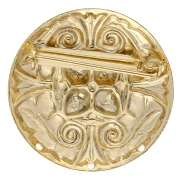 Spilla rotonda da 34 mm con motivo vintage - con 3 fori - Dorata con oro fino x1