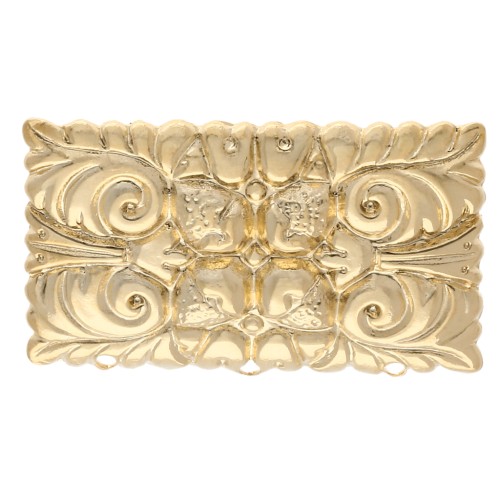 Spilla rettangolare 20x32,5 mm con motivo vintage - con 3 fori - Dorata con oro fino x1