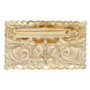 Spilla rettangolare 20x32,5 mm con motivo vintage - con 3 fori - Dorata con oro fino x1