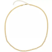 Regalo - Collana con maglia a specchio da 4 mm e CZ - Acciaio inossidabile 304L Gold x39cm