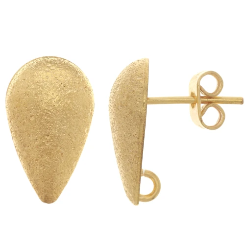 Orecchini con diamante a goccia 14x8 mm - anello aperto - Oro x2