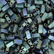 Perline Miyuki Half Tila 5x2.3x1.9mm HTL-2064 - Mat Metallic Blue Green Iris confezione da 100g