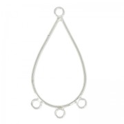 Separatori orecchini 3 anellini forma goccia 42 mm Placcatura argento fino x2|raw }}