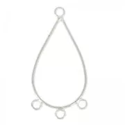 Separatori orecchini 3 anellini forma goccia 42 mm Placcatura argento fino x2