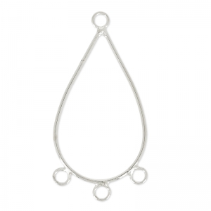 Separatori orecchini 3 anellini forma goccia 42 mm Placcatura argento fino x2