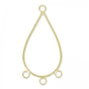 Separatori orecchini 3 anellini forma goccia 42 mm dorato con oro fino x2|raw }}