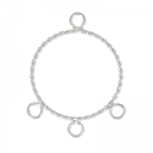 Separatori orecchini 3 anellini forme rotonda 28 mm Placcatura argento fino x2