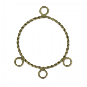 Separatori orecchini 3 anellini forma rotonda 30 mm bronzo x2