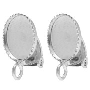 Clip per orecchio per cabochon ovale 10x8 mm con anello aperto - Argento 925 x2