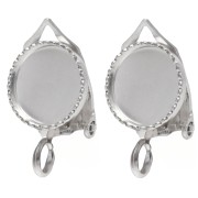 Clip per orecchio per cabochon rotondo da 8 mm con anello aperto - Argento 925 x2