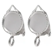 Clip per orecchio per cabochon rotondo da 8 mm con anello aperto - Argento 925 x2