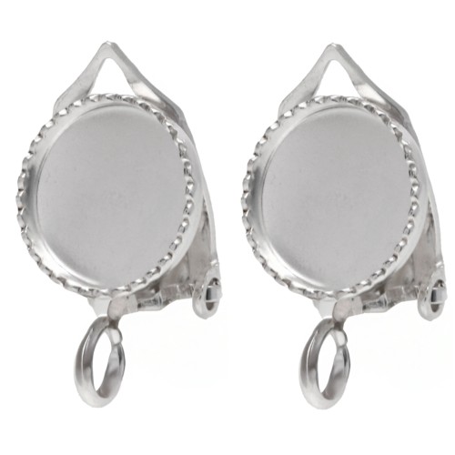 Clip per orecchio per cabochon rotondo da 8 mm con anello aperto - Argento 925 x2