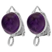 Clip per orecchio per cabochon rotondo da 8 mm con anello aperto - Argento 925 x2