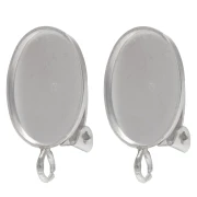 Clip per orecchio per cabochon ovale 14x10 mm con anello aperto - Argento 925 x2