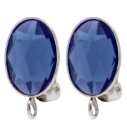Clip per orecchio per cabochon ovale 14x10 mm con anello aperto - Argento 925 x2
