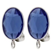 Clip per orecchio per cabochon ovale 14x10 mm con anello aperto - Argento 925 x2
