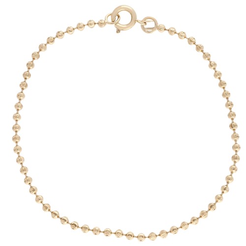 Bracciale a maglie con sfere striate da 2 mm - Placcato oro da 3 micron x 17 cm