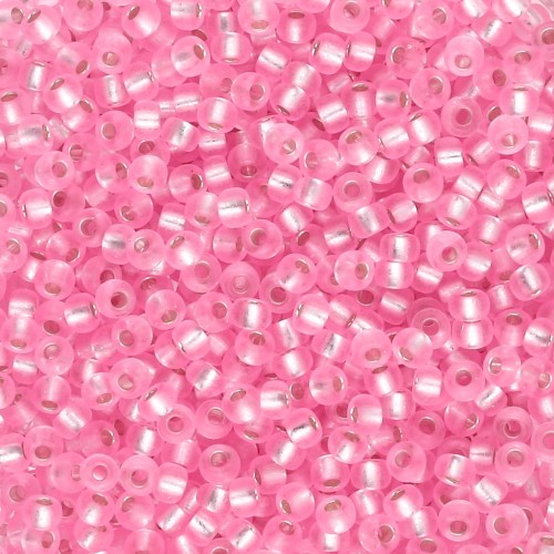 Perline Rocaille Miyuki 11/0 22 - Rosa garofano con rivestimento argentato tinto x 8 g