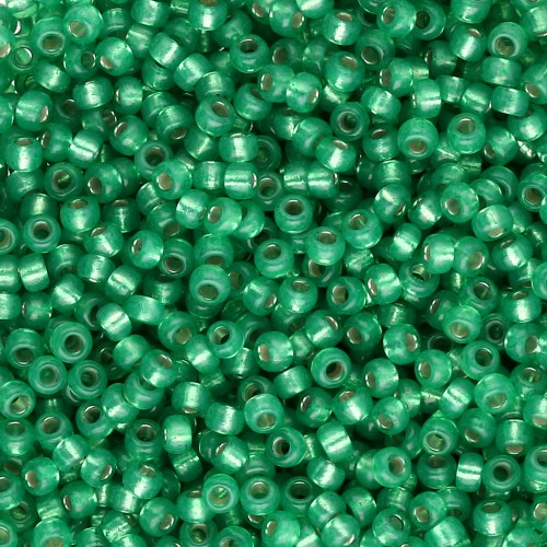 Perline Miyuki 11/0 646 - Verde menta scuro tinto con riflessi argento, effetto alabastro x8 g