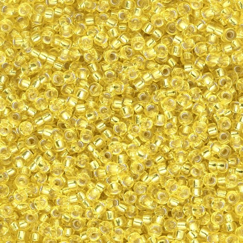 Perline Rocaille Miyuki 15/0 6 - Giallo con bordino argentato x8 g