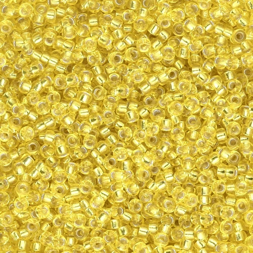 Perline Rocaille Miyuki 15/0 6 - Giallo con bordino argentato x8 g