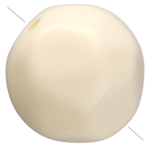 Perla rotonda irregolare sfaccettata da 10 mm in resina opaca - Ecru x6