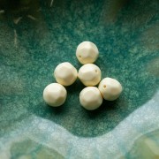Perla rotonda irregolare sfaccettata da 10 mm in resina opaca - Ecru x6