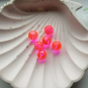 Perla rotonda irregolare sfaccettata da 10 mm in resina trasparente - Rosa fluo x6