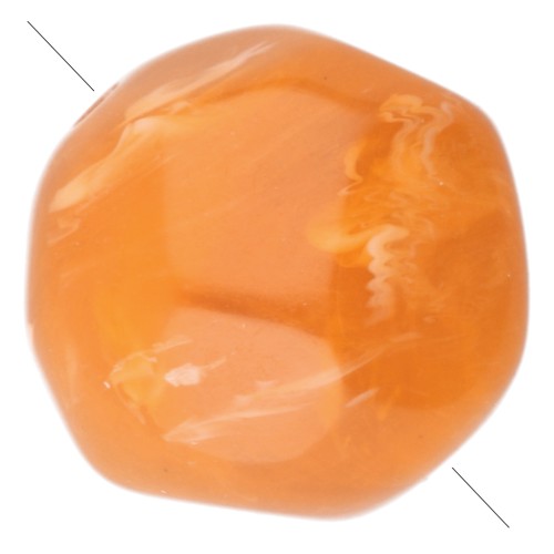 Perla rotonda irregolare sfaccettata da 10 mm in resina traslucida - Albicocca marmorizzata x6