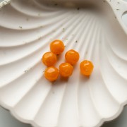 Perla rotonda irregolare sfaccettata da 10 mm in resina traslucida - Albicocca marmorizzata x6