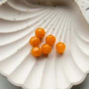 Perla rotonda irregolare sfaccettata da 10 mm in resina traslucida - Albicocca marmorizzata x6
