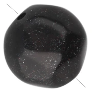Perla rotonda irregolare sfaccettata da 10 mm in resina opaca - Nero con brillantini x6