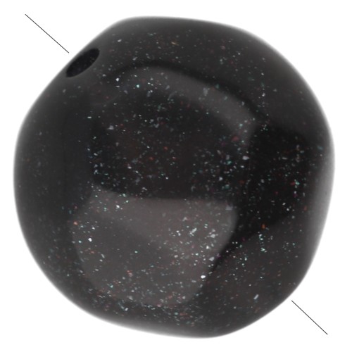 Perla rotonda irregolare sfaccettata da 10 mm in resina opaca - Nero con brillantini x6