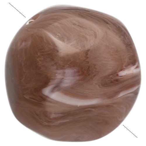 Perla rotonda irregolare sfaccettata da 12 mm in resina opaca - Cacao marmorizzato x4