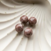 Perla rotonda irregolare sfaccettata da 12 mm in resina opaca - Cacao marmorizzato x4