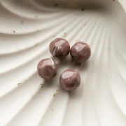 Perla rotonda irregolare sfaccettata da 12 mm in resina opaca - Cacao marmorizzato x4