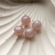 Perla rotonda irregolare sfaccettata da 12 mm in resina trasparente - Rosa antico perlato x4