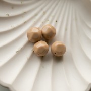 Perla rotonda irregolare sfaccettata da 12 mm in resina opaca - Beige x4