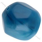Perla rotonda irregolare sfaccettata da 12 mm in resina traslucida, blu marmorizzato con bianco x4