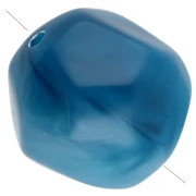 Perla rotonda irregolare sfaccettata da 12 mm in resina traslucida, blu marmorizzato con bianco x4