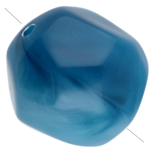 Perla rotonda irregolare sfaccettata da 12 mm in resina traslucida, blu marmorizzato con bianco x4