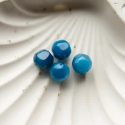 Perla rotonda irregolare sfaccettata da 12 mm in resina traslucida, blu marmorizzato con bianco x4