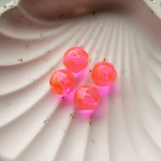 Perla rotonda irregolare sfaccettata da 12 mm in resina trasparente - Rosa fluo x4