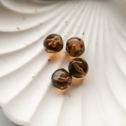 Perla rotonda irregolare sfaccettata da 12 mm in resina trasparente - Marrone scuro x4