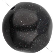 Nero - Perla rotonda irregolare sfaccettata da 12 mm in resina opaca - Nero con brillantini x4 Perla rotonda irregolare sfaccettata da 12 mm in resina opaca - Nero con brillantini x4